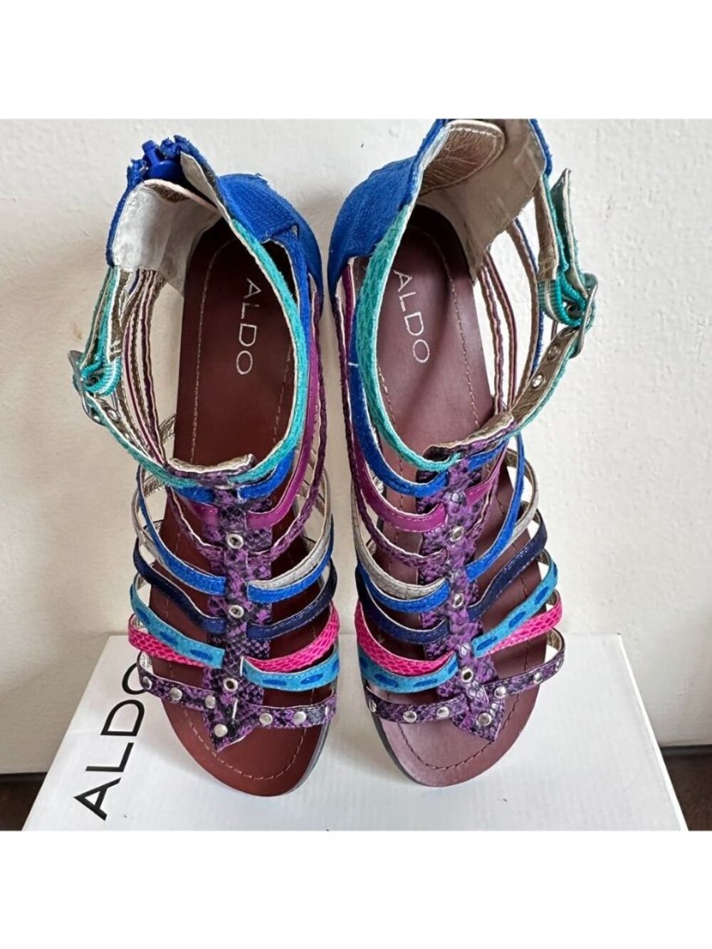 ALDO Rosenberger-7 Gladiator Sandals Women EU 40 US 9 Multicolor Zip - Picture 6 of 10